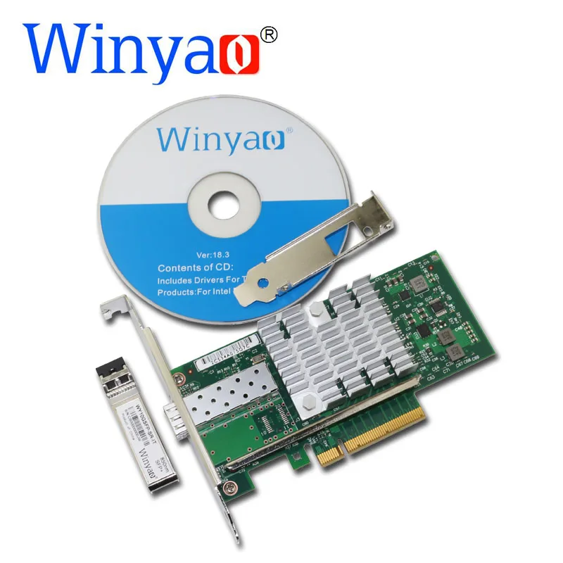 Winyao WYX520-SR1 10gbps 850nm LC Fibre PCI-e 8x Ethernet серверный адаптер с SFP + 82599 E10G41BFSR X520-SR1 10000 Мбит/с Nic