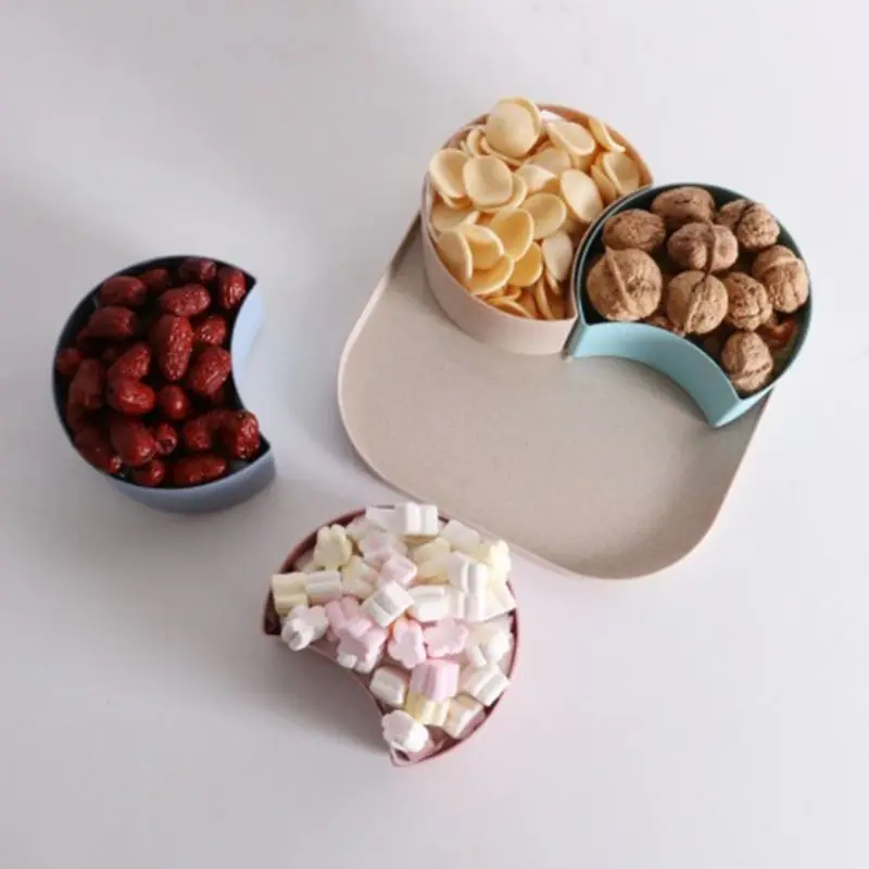 Пшеничное соломенное блюдо для закусок коробка для конфет поднос для фруктов креативные 4 ячейки сетки с крышкой вечерние сервировки#404