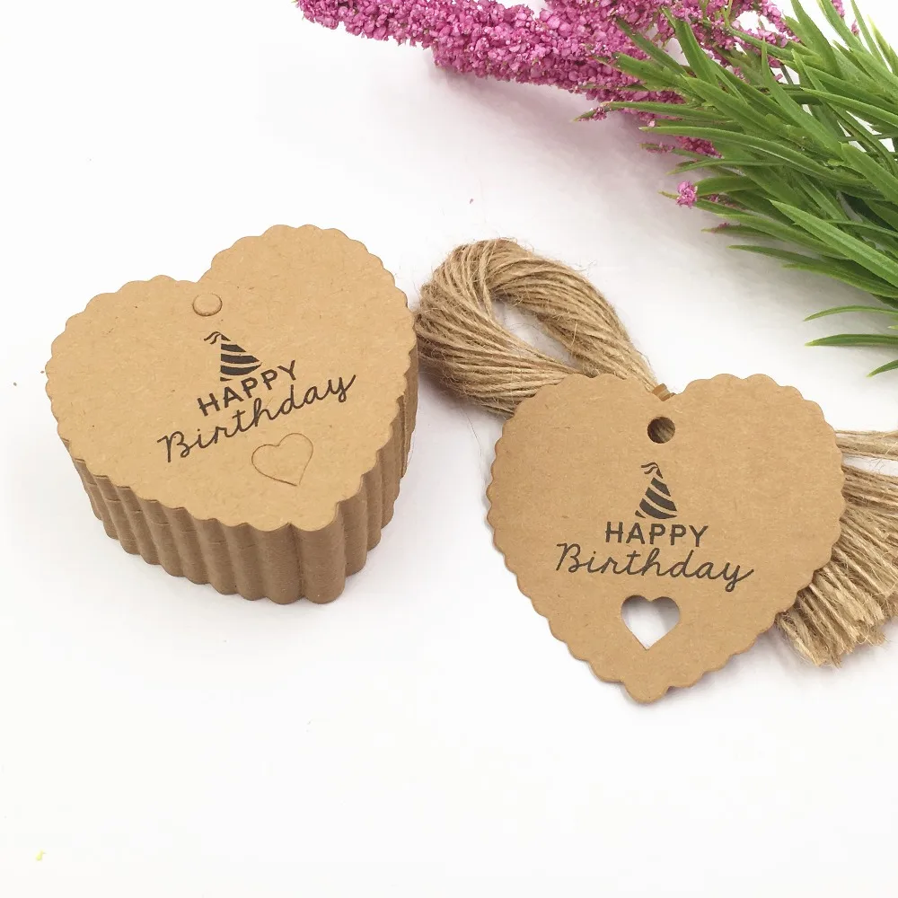 100 шт. счастливый день рождения крафт-бумага фотобумага для одежды подвесная