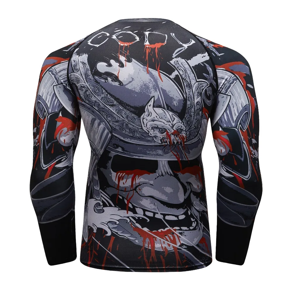 Мужская компрессионная рубашка Rashguard с длинным рукавом 3D принт футболки для джиу