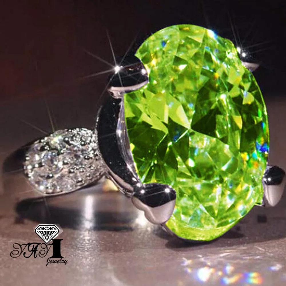 Яйи Модные женские ювелирные изделия кольцо 8CT светильник зеленый циркон CZ цвета: