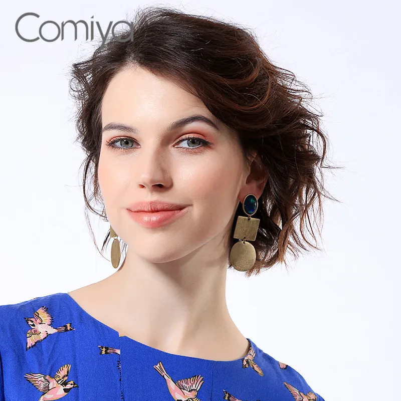 Comiya Висячие серьги для женщин Золотой цветной цинк сплав геометрические