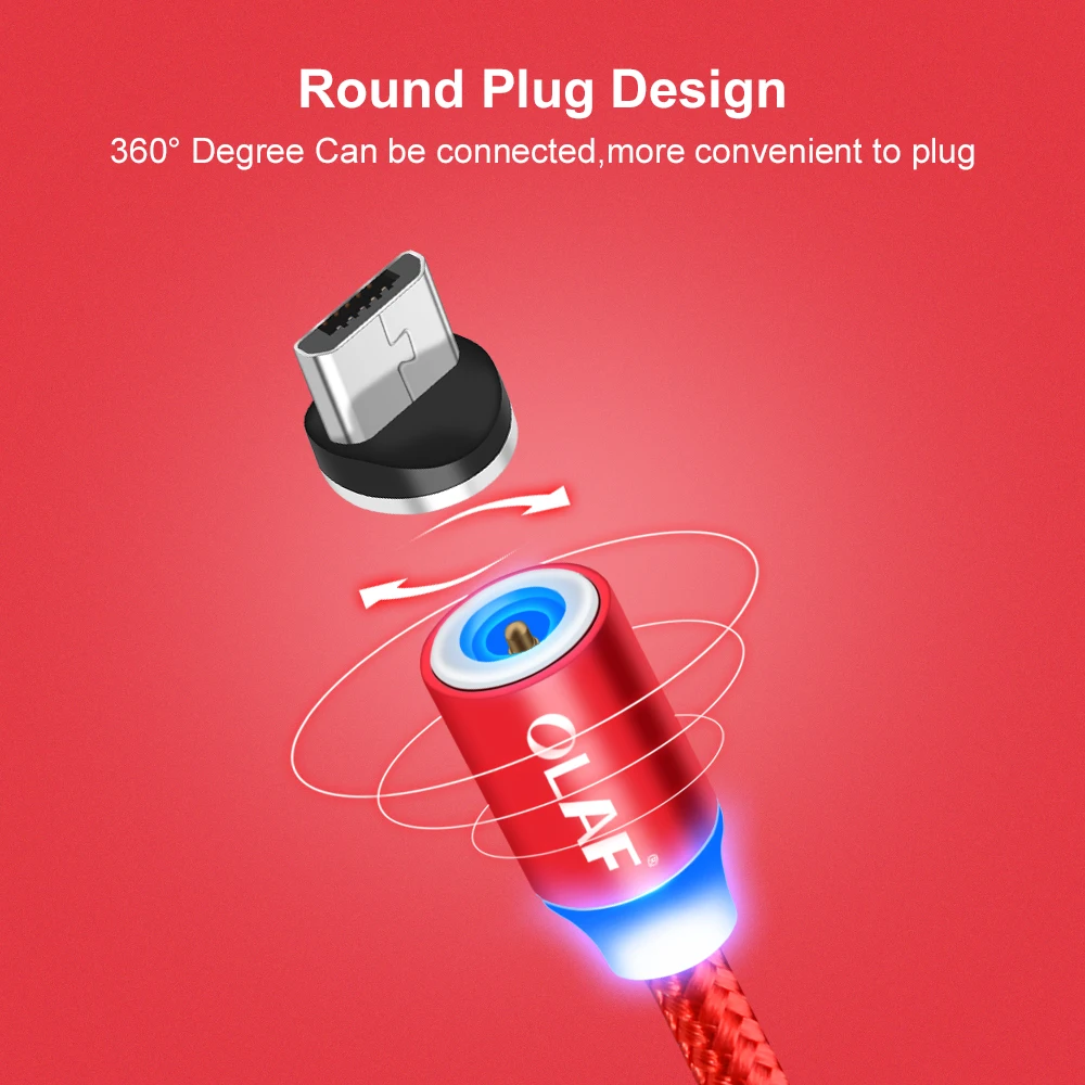 Магнитный usb-кабель OLAF 1 м/2 м, магнитный шнур для быстрой зарядки для iPhone XR Xs Max, кабель USB type c для samsung S8 Xiaomi OnePlus 6t