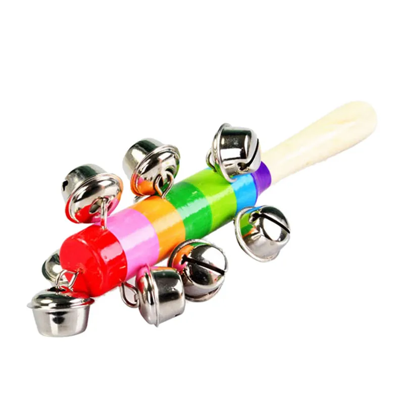 

Colorful wooden bell 10 percussion string of bells ringing Orff instruments Baby Rattles safety noice maker for baby sound