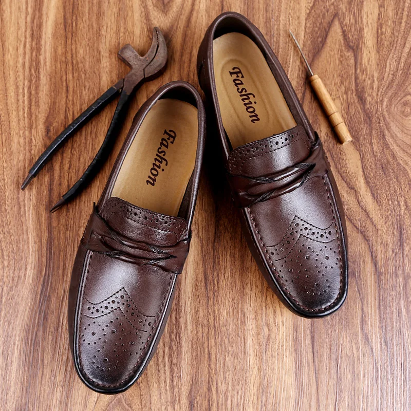 

Fashion Men Casual Shoes genuine leather Flat Shoes Men Walking Shoes breathable Men Loafers Slip On Driving Shoes big size 47 5