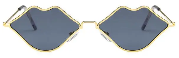 gold v gray Сексуальные красные губы солнцезащитные очки 90S хиппи Винтажные Солнцезащитные очки для женщин фестивальный рейв солнцезащитные очки для вечеринок женские очки - Цвет линз: gold v gray