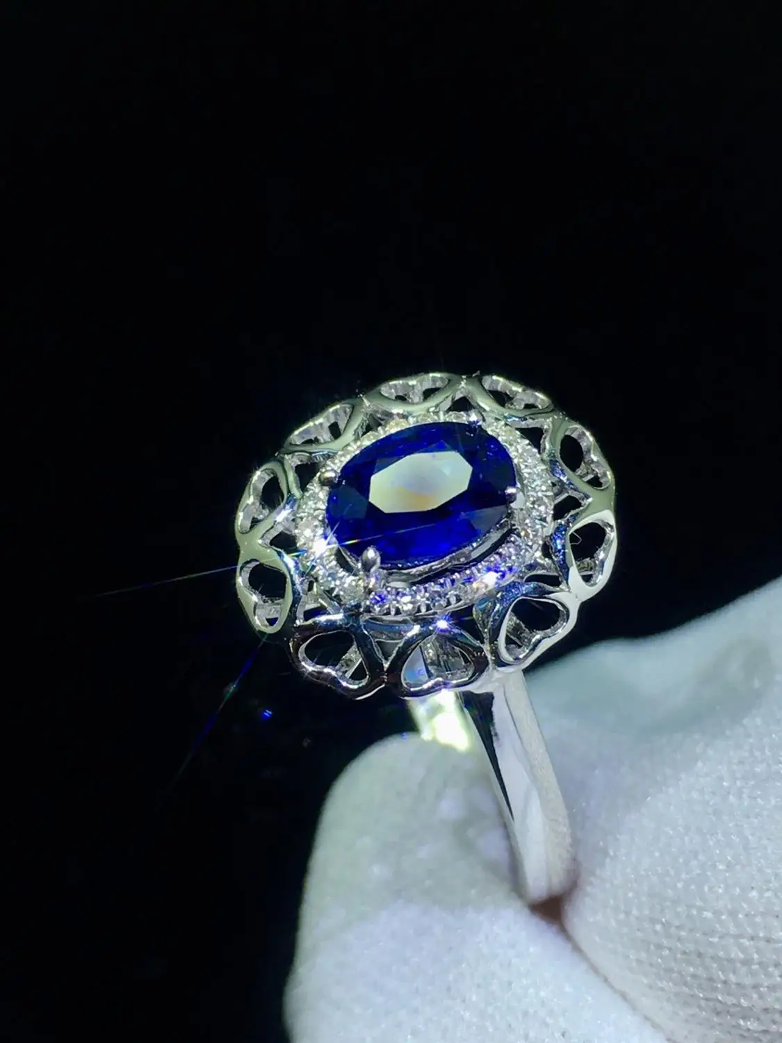 Ювелирные изделия из сапфира кольцо натуральный 0.78ct драгоценный камень синий