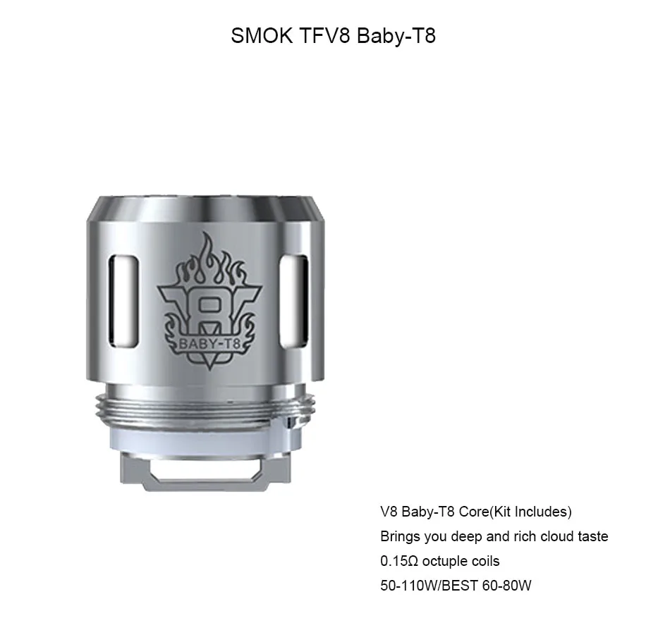 5 шт. Smok TFV8 Детские катушки головы M2 T8 T6 X4 Q2 запасные части для электронных сигареты катушка ядро для TFV8 ребенок зверь танк распылитель