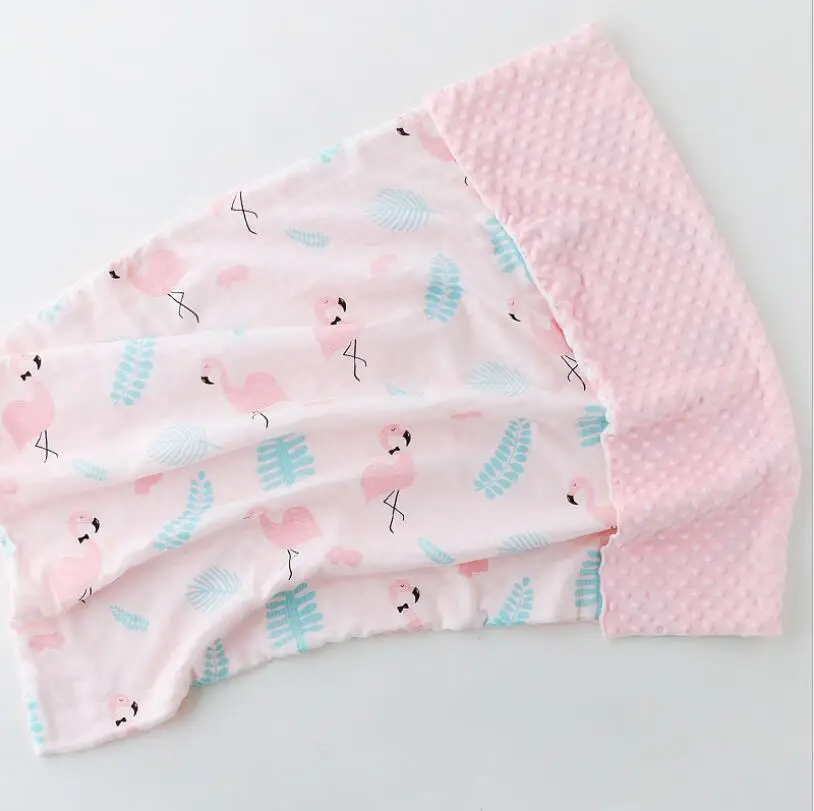 Flamingo 110*140 см Beanie одеяло хлопковое детское полотенце Minky одеяло детское одеяло для новорожденных детская простыня - Цвет: Flamingo