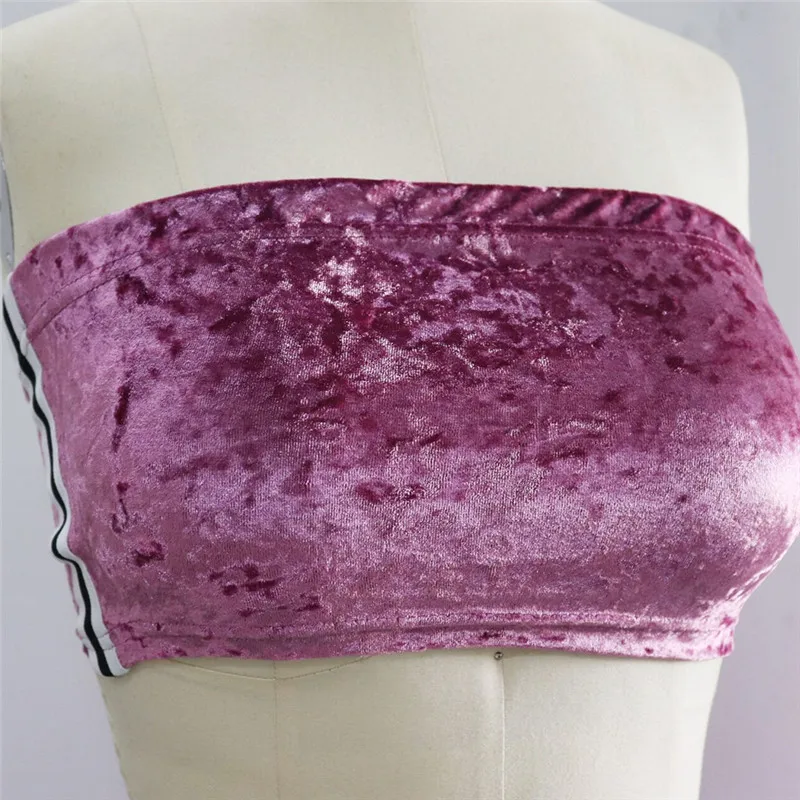 Женский бархатный костюм двойка без рукавов бретелек укороченный топ и штаны в