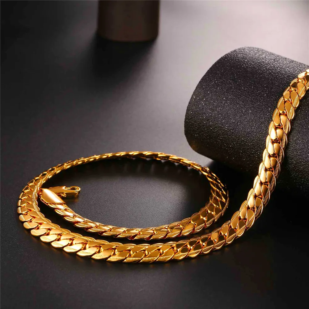 Цепочка на шею для мужчин цепочка из розового золота серебра 9 мм N655 | Украшения и