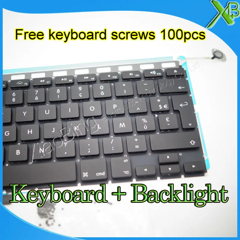 Совершенно новая AZERTY FR Французская клавиатура + Подсветка 100 шт. винтов для