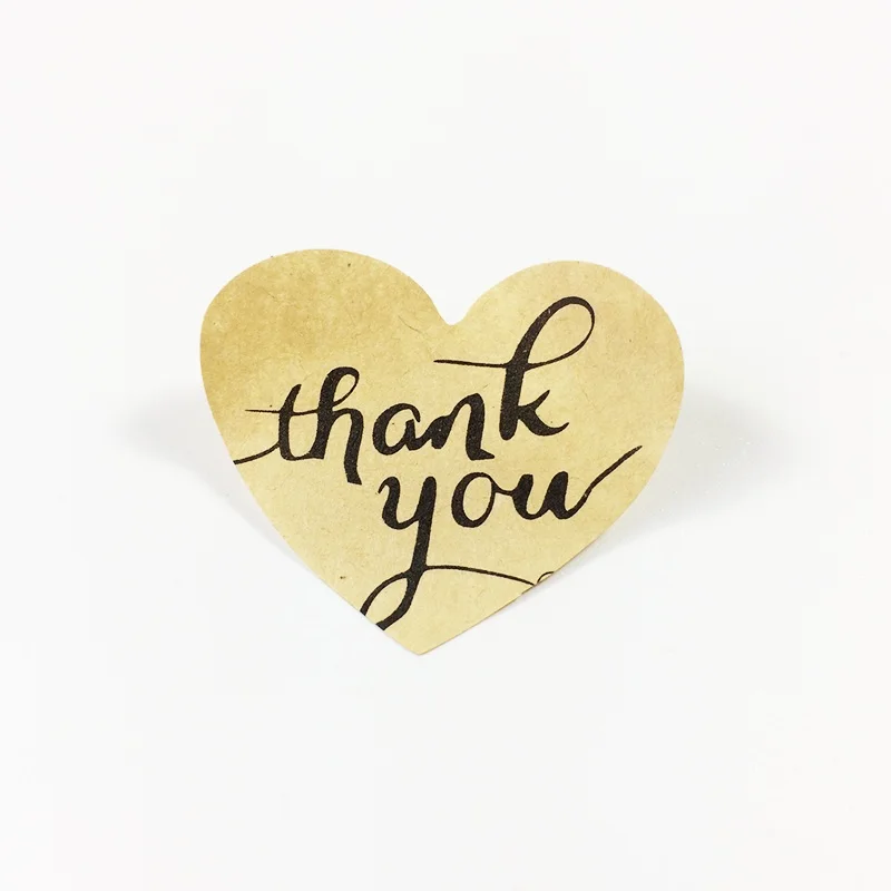 100 шт./лот винтажный Thank you наклейка из крафт бумаги в виде роматического сердца