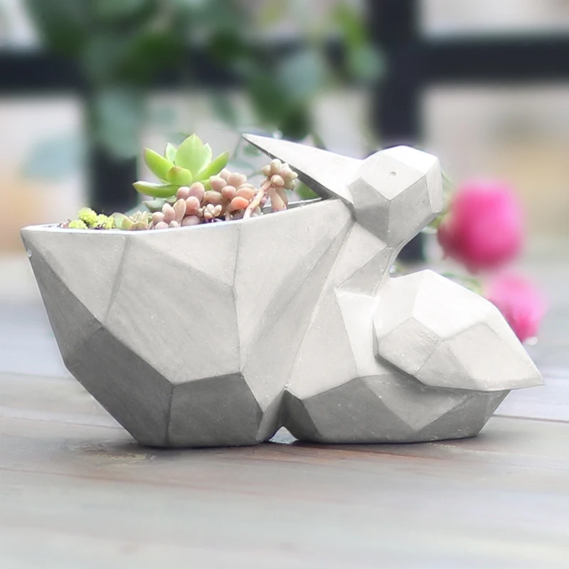 DUNXDECO 1 шт. Современный серый геометрический космический арт Пеликан белка Смола Многофункциональный суккулент цветочные горшки садовый декор дисплей