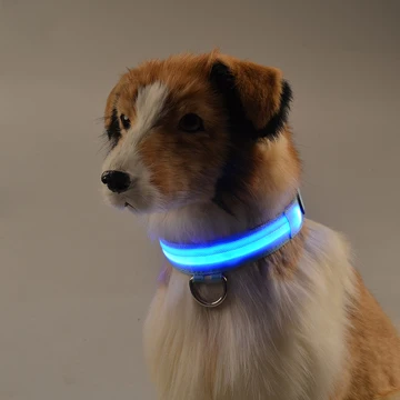 Blue Нейлоновый светодиодный ночник для домашних животных, собак, светящийся светильник, ошейник для щенков, кошек, светодиодный ошейник для собак, USB ошейник для собак - Цвет: Blue