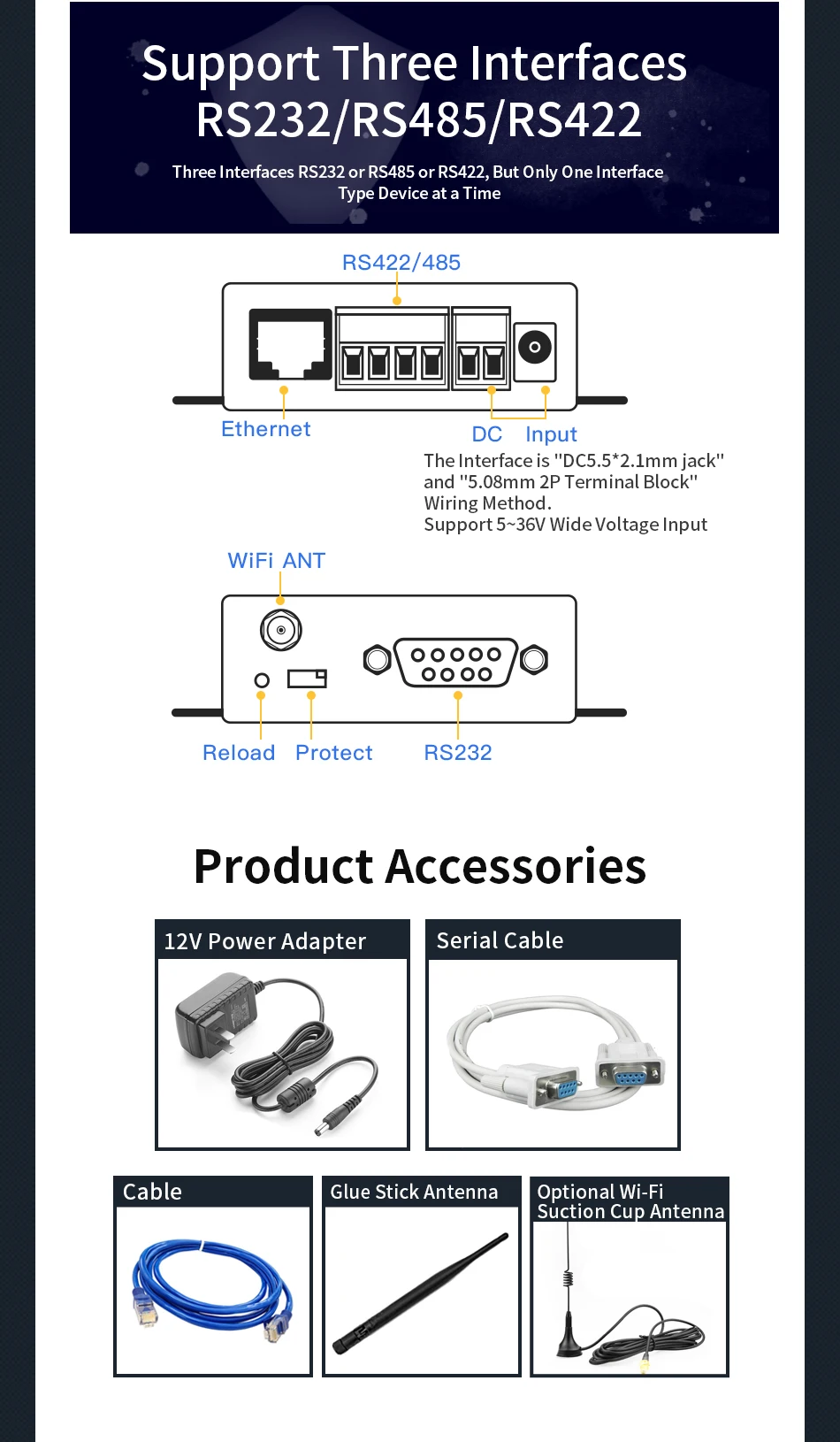 HF2211 Последовательный RS232 RS485 RS422 к WiFi Ethernet конвертер Модуль промышленной автоматизации передачи данных DTU сервер