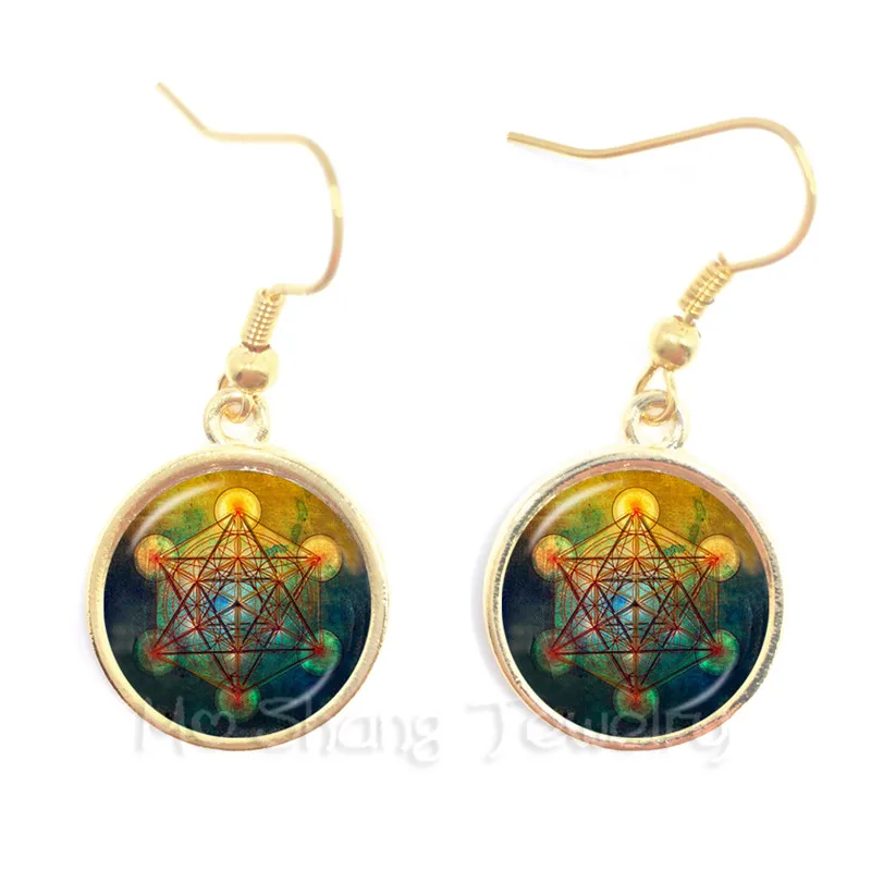 Сатанинских Бафомет серьги пентаграмма арт Стекло Круглый купол кулон подарок