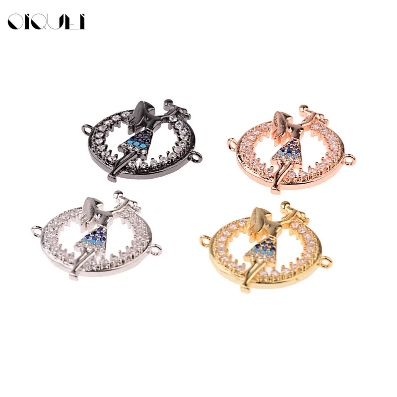 

Charms Micro Pave CZ Mom and Baby Family Figure Connector Cubic Zirconia Copper Beads For DIY Bracelet Jewelry Making