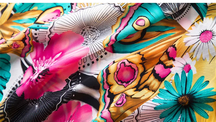 Платье SuyaDream женское шелковое средней длины с поясом и принтом из крепа 100% шелка