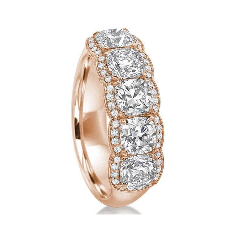 LESF Роскошные Для женщин кольцо 5 Ct 3A Циркон 925 пробы Серебряное кольцо с паве Юбилей кольцо обручальное кольцо принимает женские туфли-лодочки