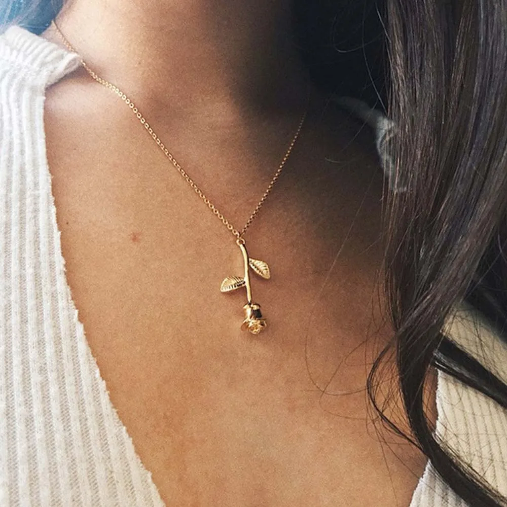 Модное женское ожерелье с кулоном 2019 в виде 3D розы цветочное любви Женские