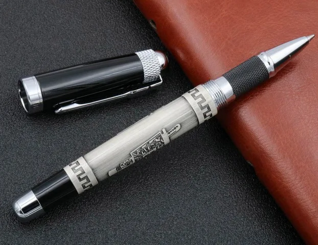 A1 Jinhao 189 Серебряный Классический рельефный штатив с двумя ручками металлическая шариковая ручка - Цвет: A1