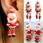 Серьги-пусеты из красной и белой глины, 2018