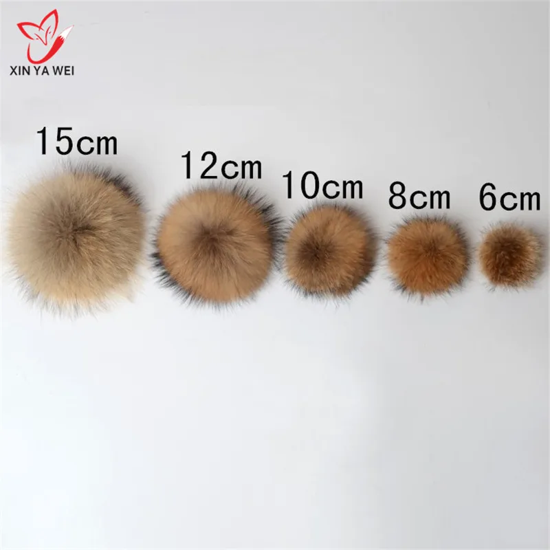 Настоящее енота Hairball Hat мяч Pom ручной работы DIY натуральный мех шар оптовая Кепки