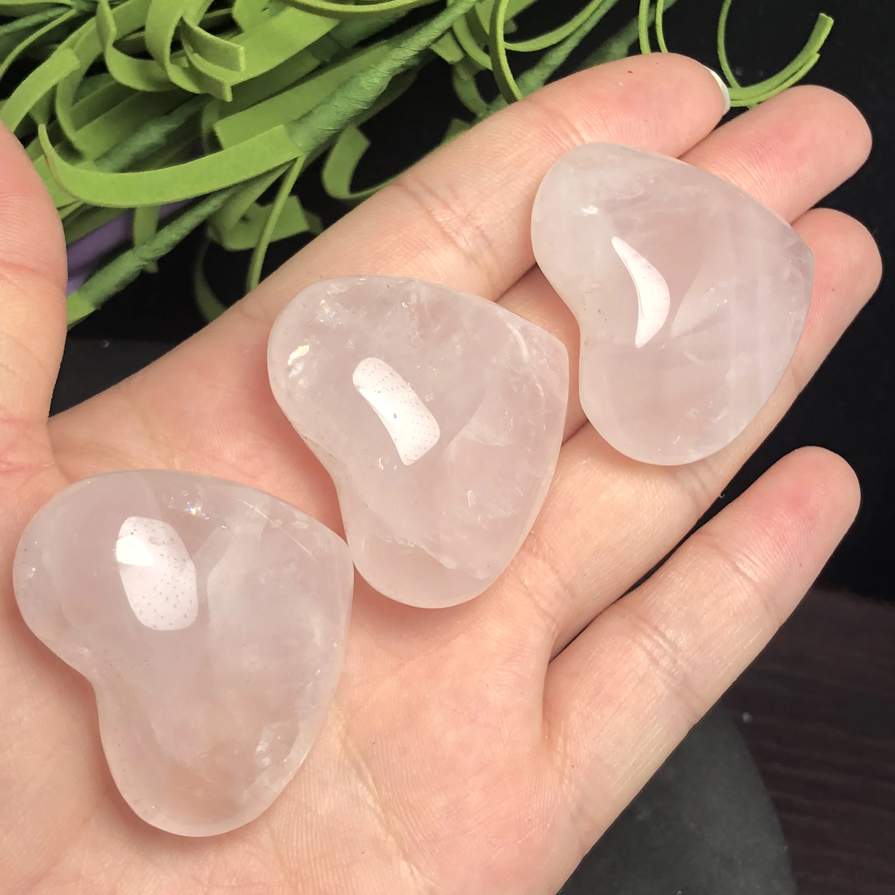 3 шт. натуральный Красочный розовый порошок кристалл в форме сердца массажный