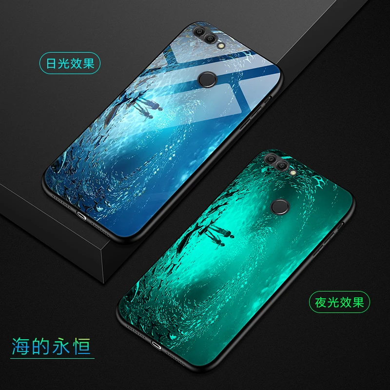 Для huawei Y9 чехол Роскошный светящийся жесткий защитный чехол из закаленного стекла для huawei honor 7C 9N Y7 Prime оболочка - Цвет: style 06