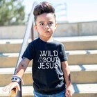 Летняя футболка с надписью с изображением дикого боя Иисуса для маленьких девочек, Детская футболка с коротким рукавом, летняя одежда для маленьких девочек