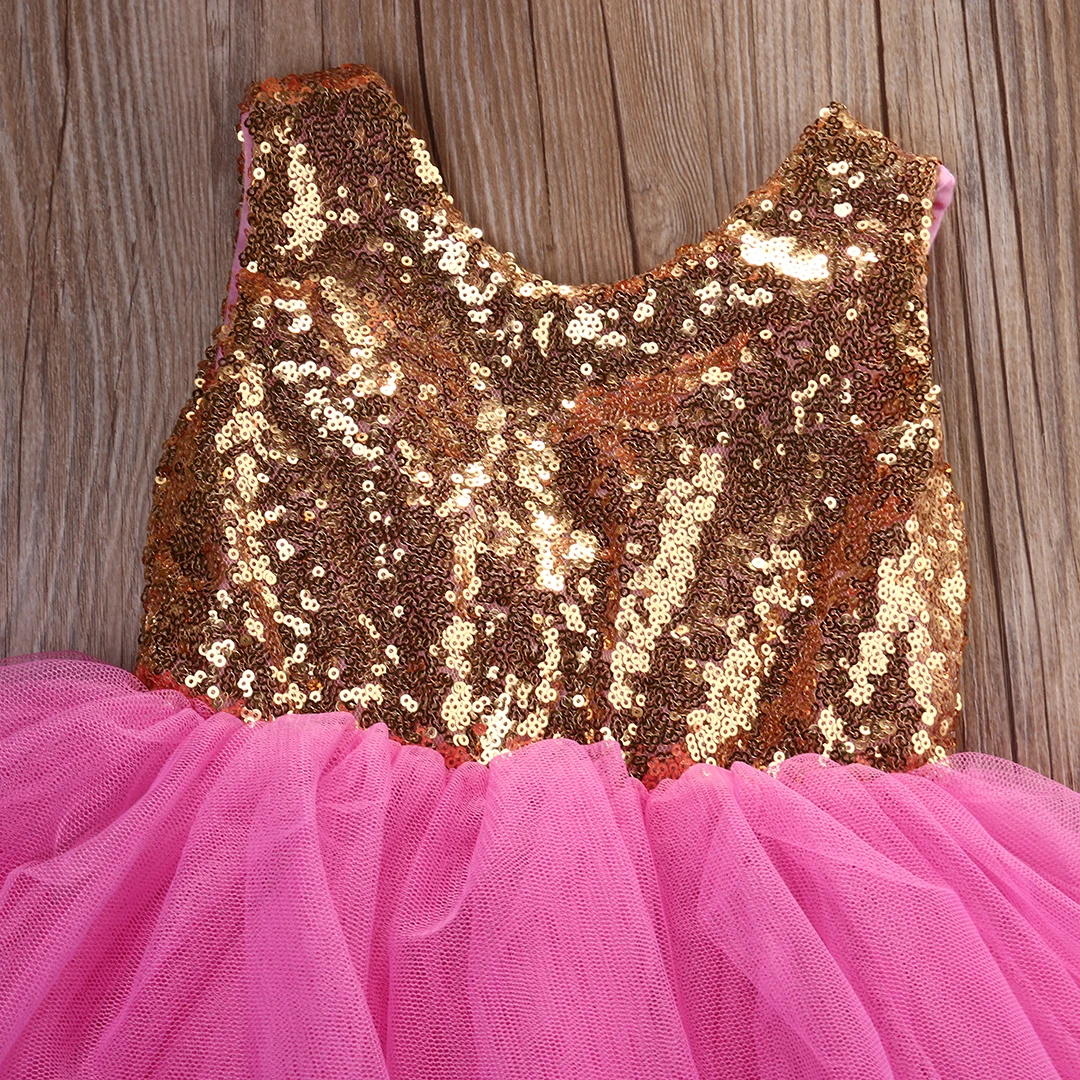 Детская одежда с блестками для маленьких девочек платья принцессы торжественное