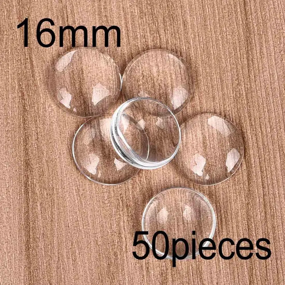 Round 16mm 50pcs Круглые прозрачные кабошоны овальные квадратные сердца с плоской задней частью прозрачное стекло для ювелирных изделий ручной работы - Цвет: Round 16mm 50pcs