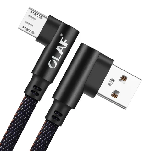 OLAF Micro USB кабель 90 градусов нейлон Быстрая зарядка USB Дата-кабель для Samsung Xiaomi планшета Android мобильный телефон USB зарядный шнур