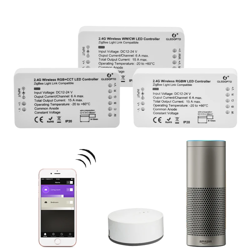 Новая светодиодная лента ZIGBEE контроллер WW CW 12 В 24 Lightify Tradfri совместимая с 5050 3528