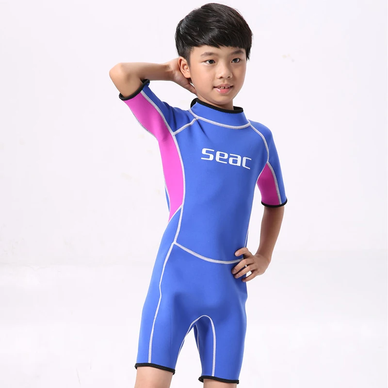 

2.5mm Neoprene Swimsuit Kids Baby Boys Girls Wetsuits Snorkeling Surfing Rash Guards Children's Swimwear One Piece Diving Suits