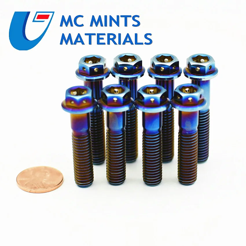 Титановый болт для модификации мотоцикла тормозной суппорт M8 x15-50mm DIY Ti Болт сгоревший синий цвет Ti винты Ti крепежные детали 2 шт