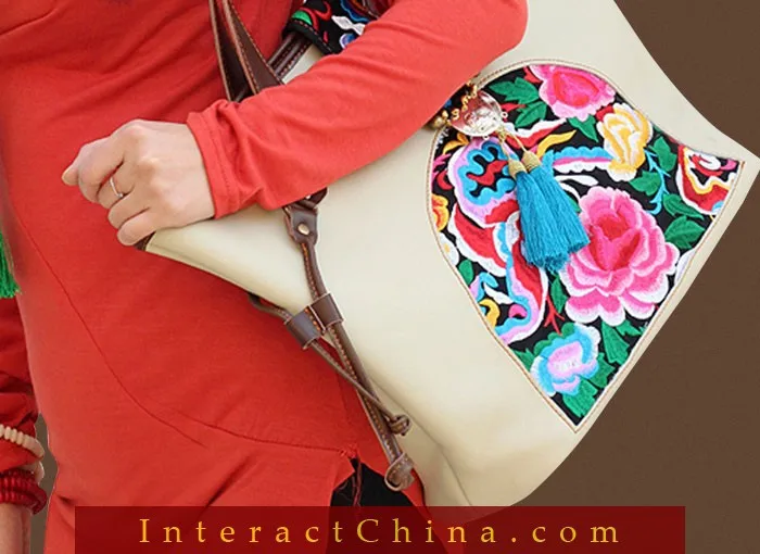 100% Handmade Handbag Purse Tote Shopper Bag - Fine Oriental Embroidery Art #127 |