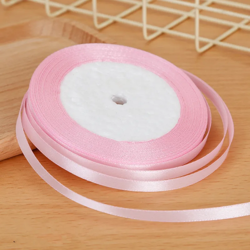 Light pink 25 ярдов/рулон атласных лент Свадебные украшения для рождественской вечеринки ручной работы бант ленты для поделок Открытки Подарочные упаковочные принадлежности - Цвет: Light pink