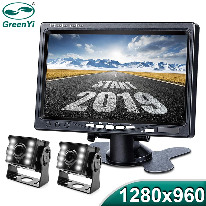 GreenYi 1280*960 высокое разрешение AHD грузовик Starlight ночное видение резервная камера 7 дюймов автомобиль Обратный монитор для автобуса автомобиля