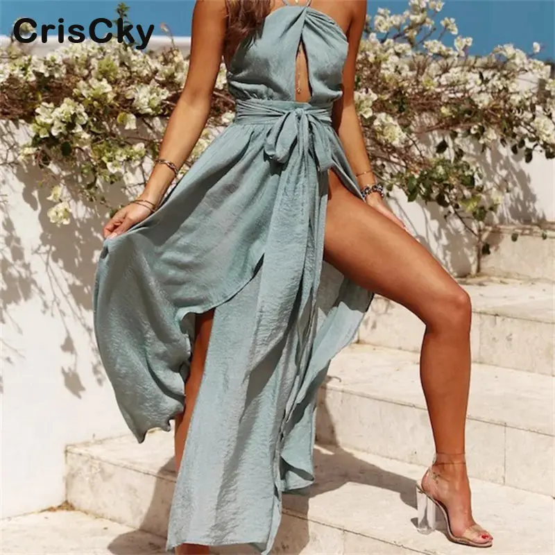 CRISCKY/модное летнее Клубное платье для женщин без рукавов элегантные длинные