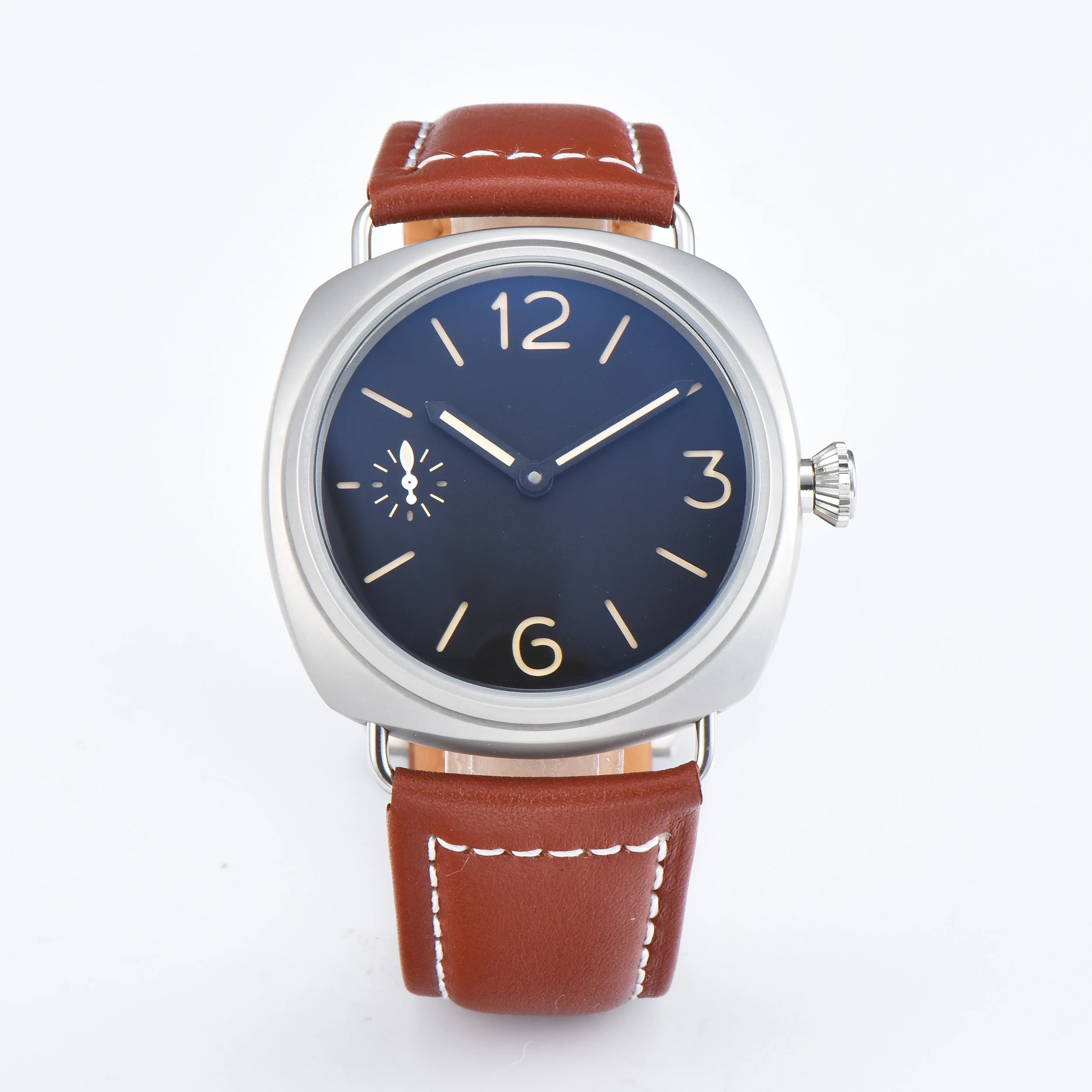 Мужские модные часы BOMAX MARINA 45 мм с ручным механизмом намотки коричневый кожаный