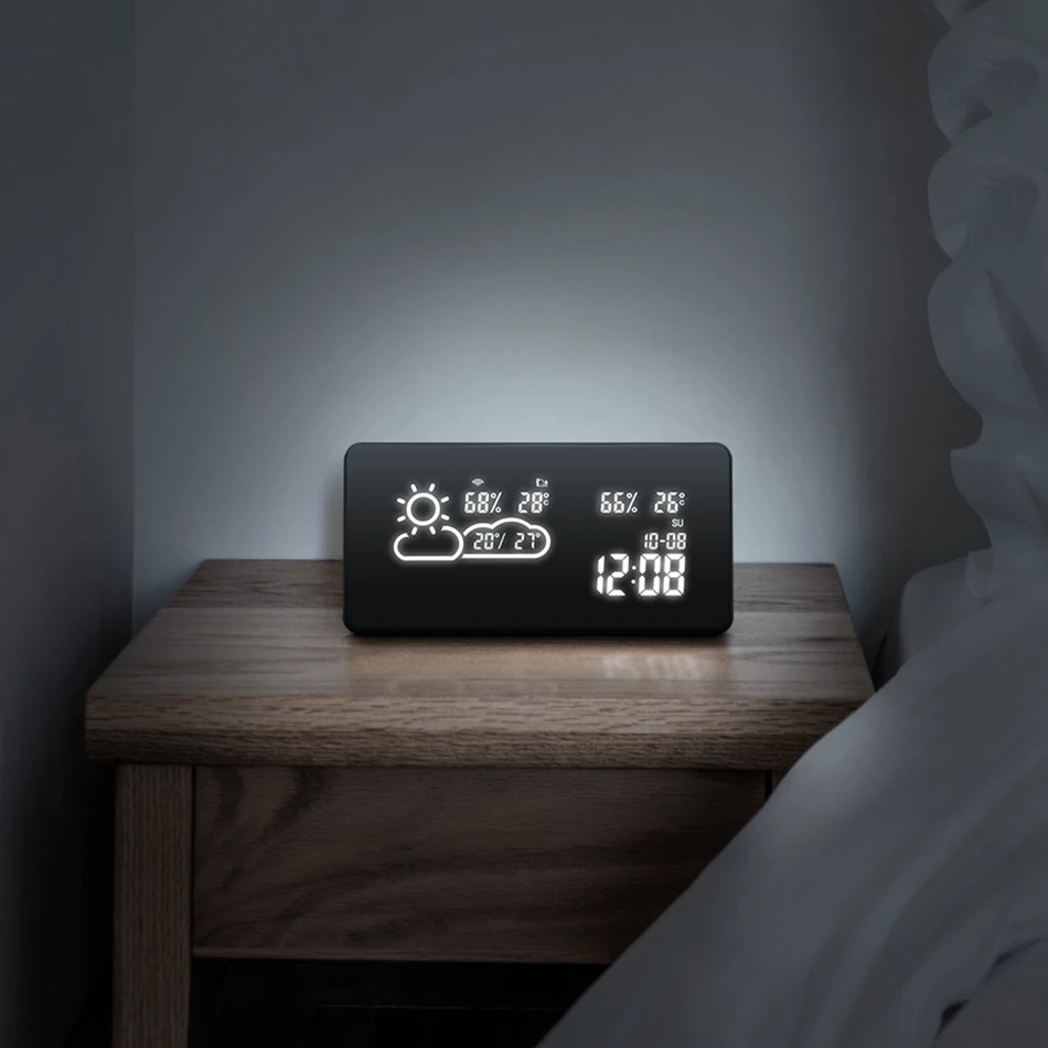 DIGOO DG C12 умный WIFI светодиодный с отрицательным экраном Метеостанция дом