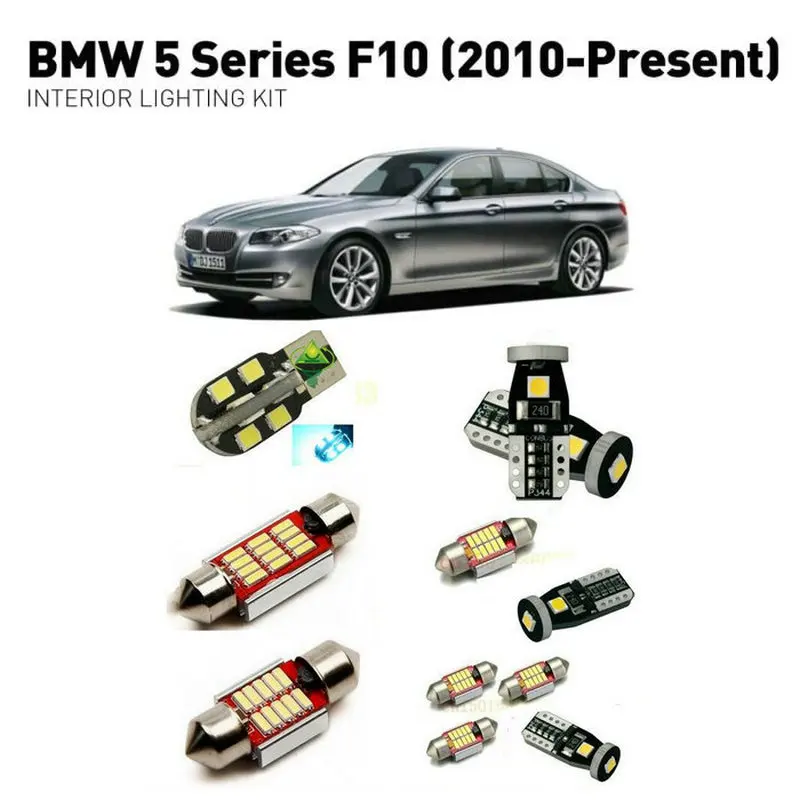 

Led interior lights For BMW 5 series f10 2010+ 19pc Led Lights For Cars lighting kit automotive bulbs Canbus Error Free