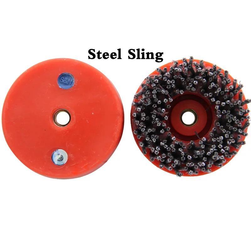 Dia 110mm Steel Sling Wire &amp Snail Lock Abasive Round Brush Wtih Screw Thread for Cleaning Granite Marble Concrete Stone Surface |