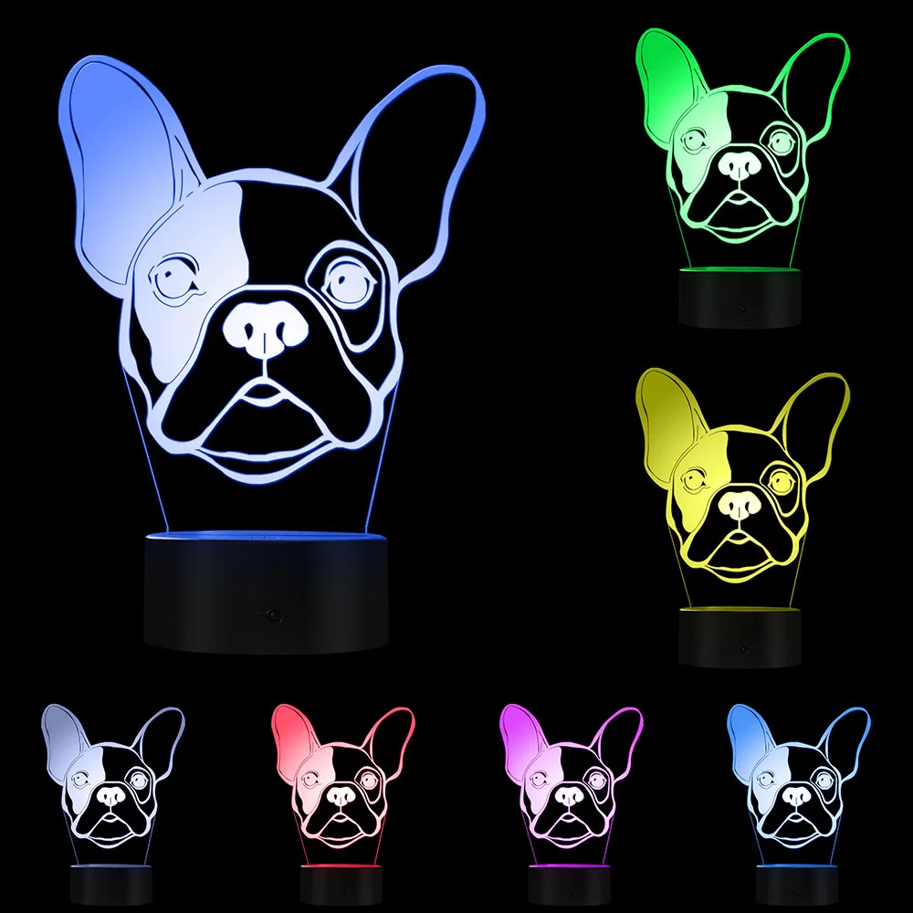 3d лампа в виде французского бульдога домашний декор для питомцев щенков Мопсов