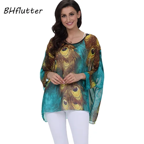 BHflutter 4XL 5XL 6XL размера плюс женская одежда новая шифоновая блузка рубашка рукав летучая мышь летний с буквенным принтом топы блузки - Цвет: picture color