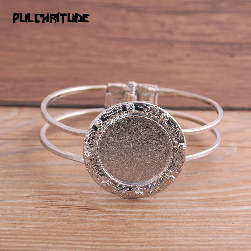 PULCHRITUDE 1 шт./лот 5 стильный, посеребренный браслет свободный браслет блюдечко для фурнитуры гнездовая оправа круглый Овальный Кабошон-Камея