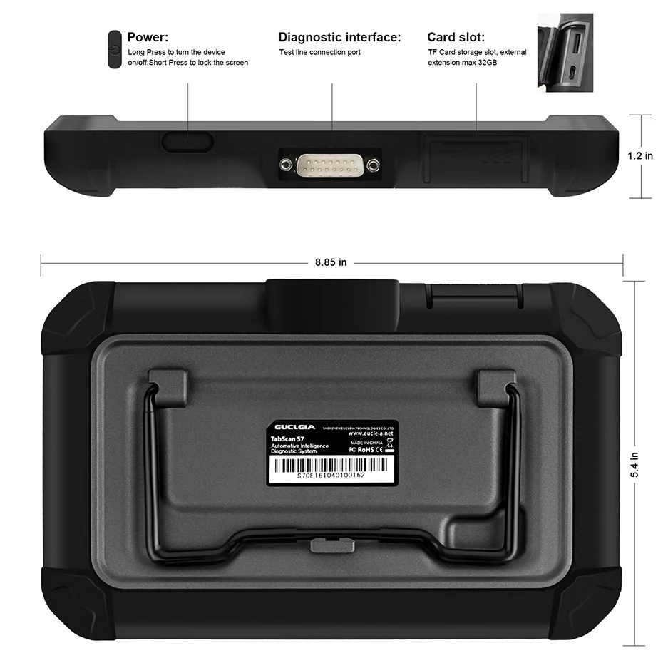 Автоматический сканер EUCLEIA S7C OBDII полная система считыватель кодов OBD2 поддержка