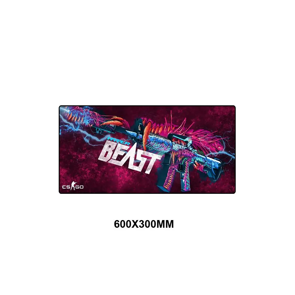 600x300MM Коврик для мыши CSGO большой коврик для мыши XL XXL резиновый противоскользящий Hyper Beast коврик для мыши коврики игровая мышь клавиатура CS GO скоростной коврик для мыши коврик - Цвет: 600x300MM